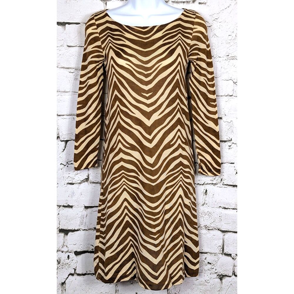 J. CREW COLLECTION Chic Classic Merino Wool Zebra Pattern Dress Size XS